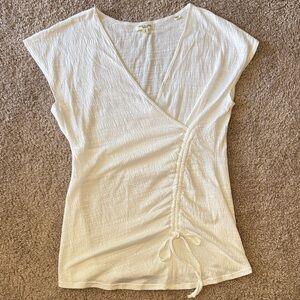 Max Studio Ivory Ruched Wrap Blouse